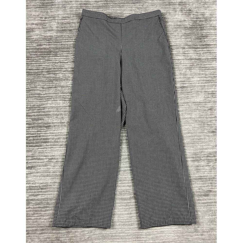 Alfred Dunner Pants Womens 12‎ Black White Check Pull On Elastic Waist